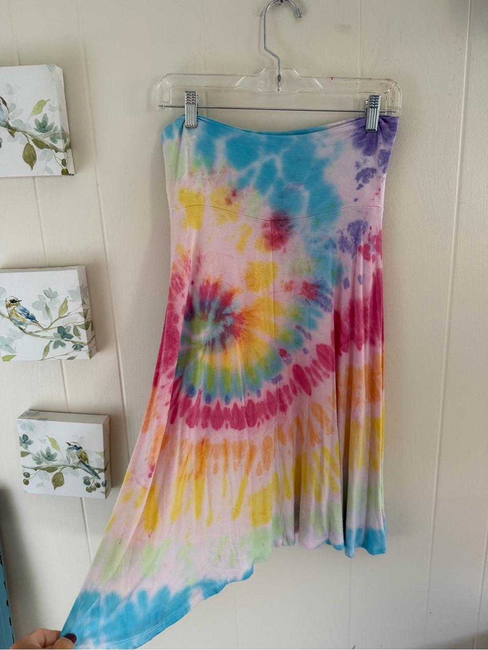 Lock & Love Tie Dye Midi Skirt Small Boho Festival Stretch Colorful Foldover